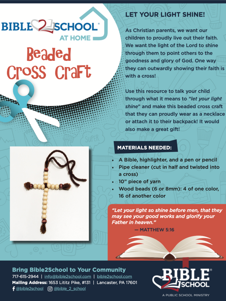 Page 1 of the Beaded Cross Craft At Home Resource
