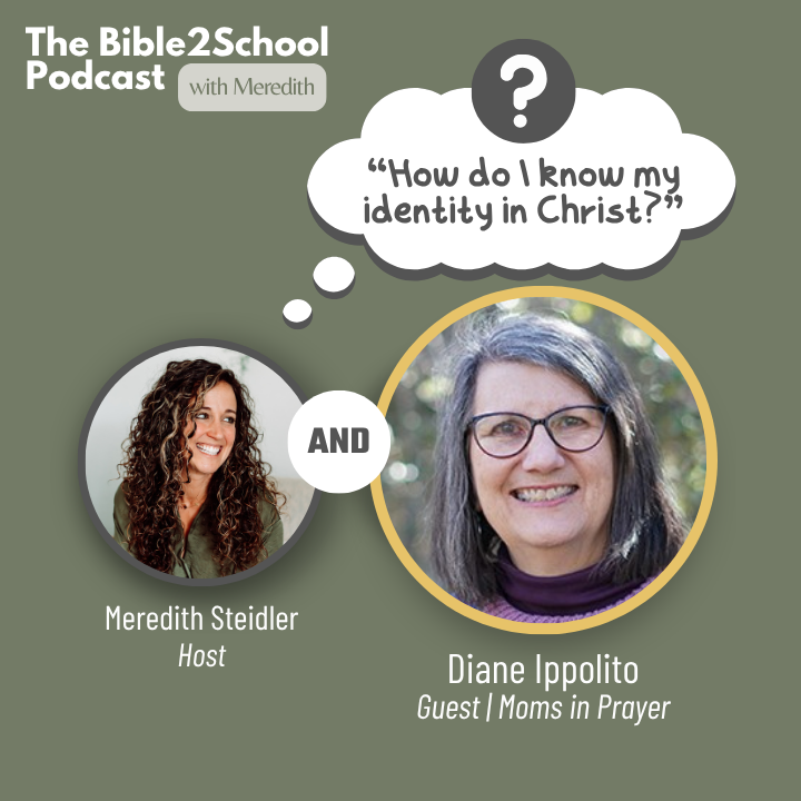 A picture of Meredith Steidler, Bible2School Podcast Manager, and Diane Ippolito, the PA State Coordinator for Moms In Prayer International ready to discuss the question, 