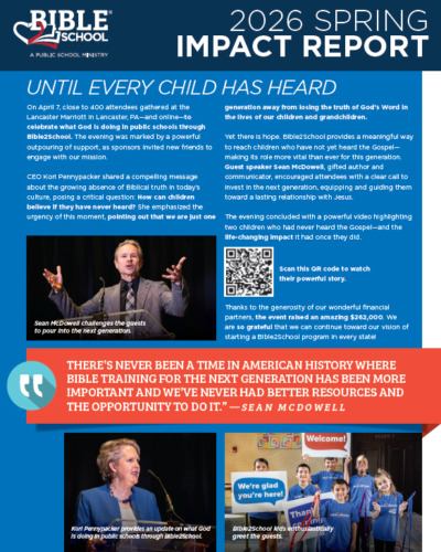 2026 Bible2School Spring Impact Report Page 1 of the 2026 Bible2School Spring Impact Report